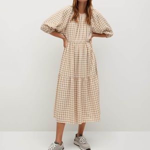 NWT Mango Frilled Check Dress